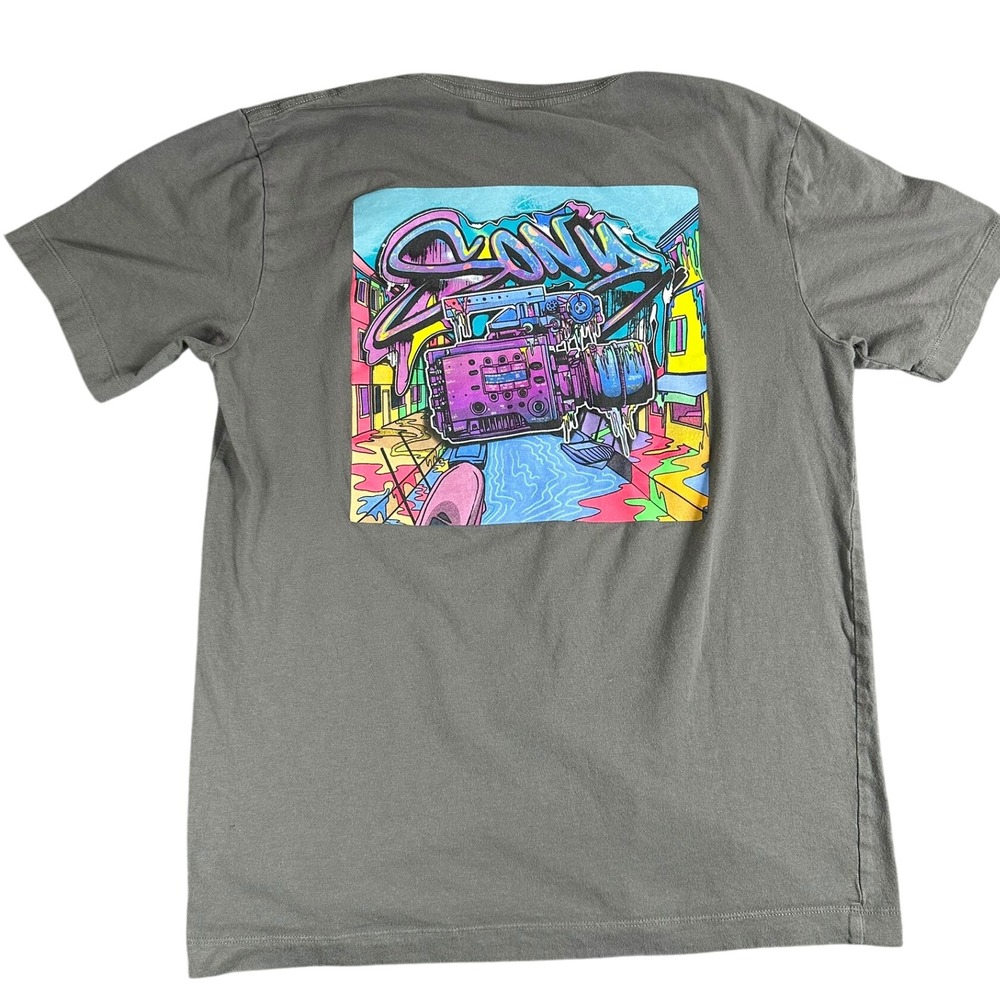 Venice Sony Graphic T-Shirt Men's M Gray‎ Shirt Short Sleeve Graffiti Camcorder